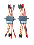 Two sets of cables with connectors on a white surface